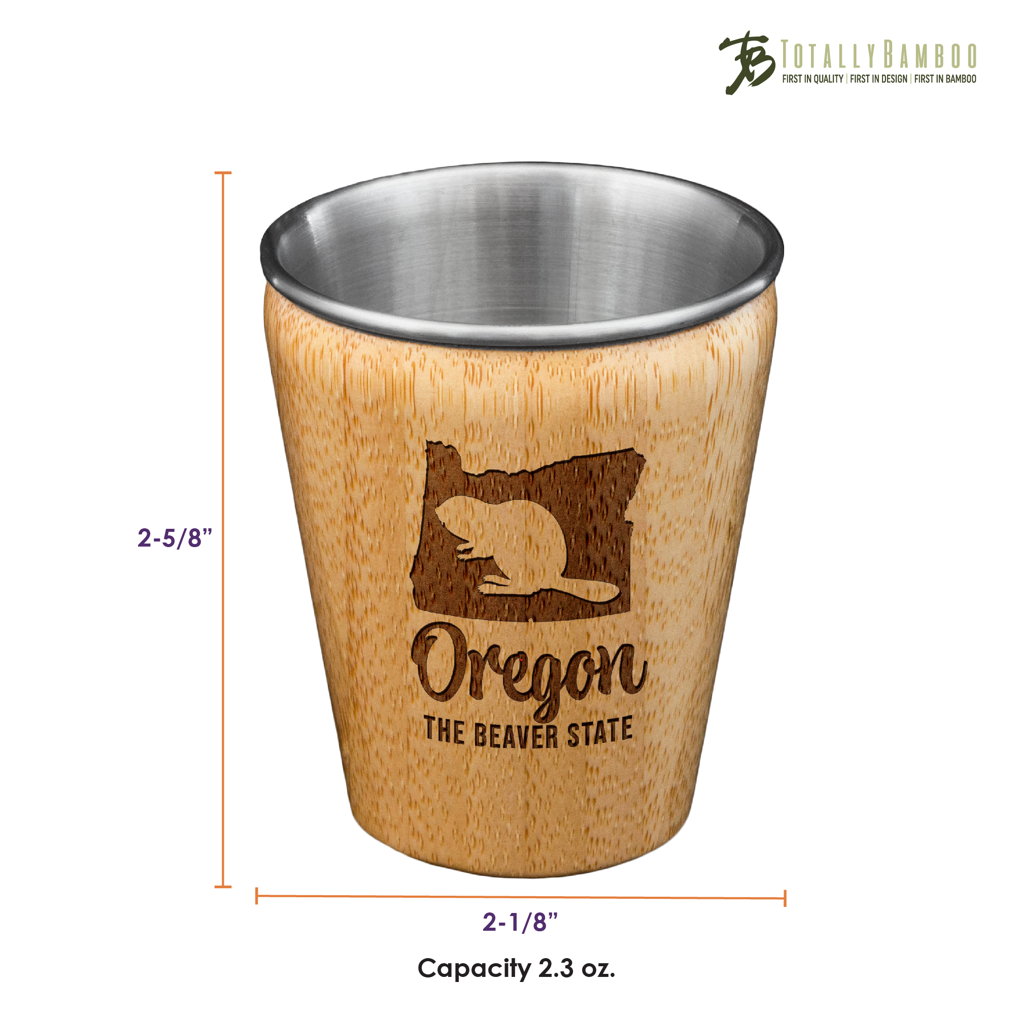 Oregon State Bamboo and Stainless Steel Shot Glass 3