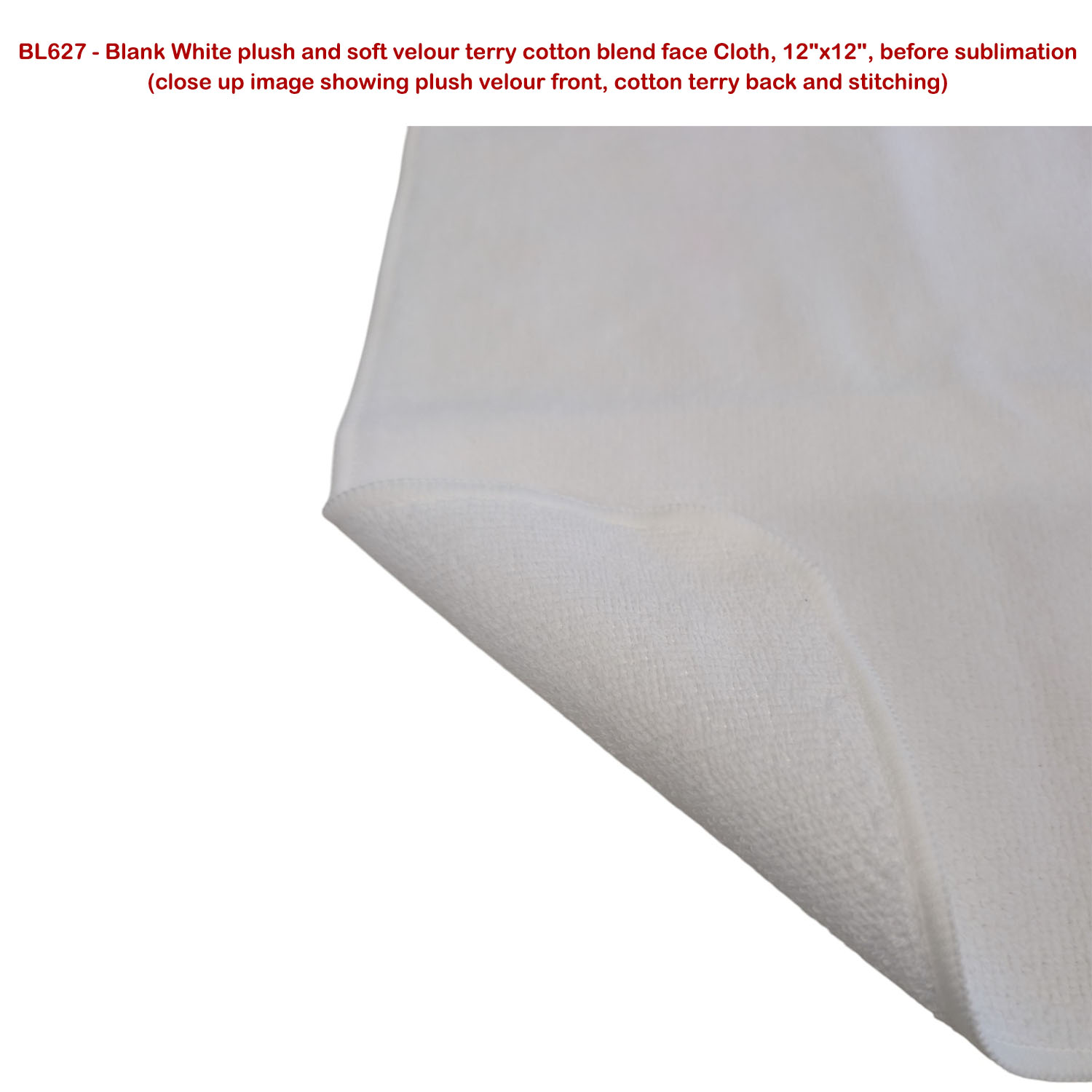 24 Hr Express Ship - Plush and Soft Velour Terry Cotton Blend Face Cloth, 12x12, Sublimated 1