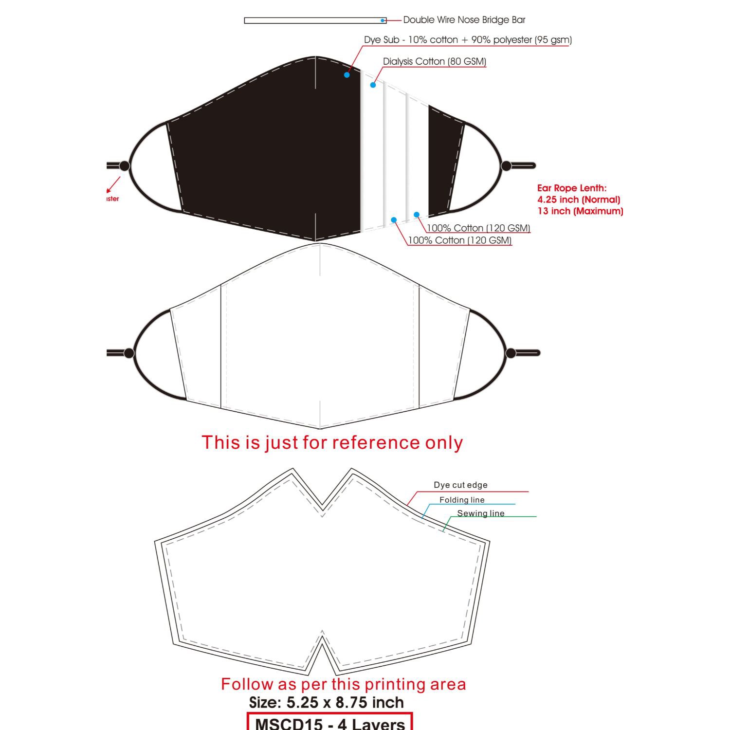 Adjustable Face Mask, full color cloth safety masks 4 Layer 2