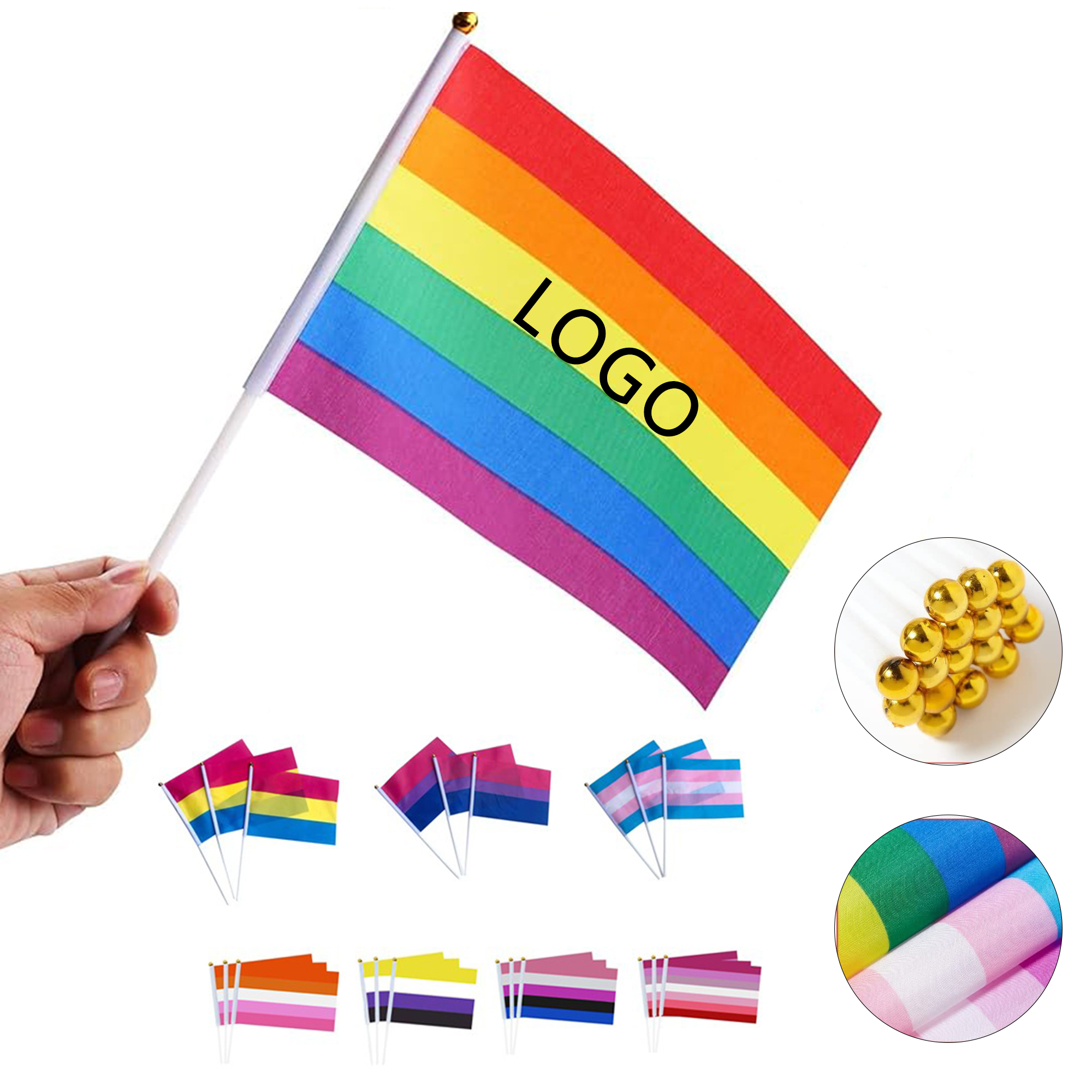Rainbow Pride Vibrant Handheld Waving Flag 3
