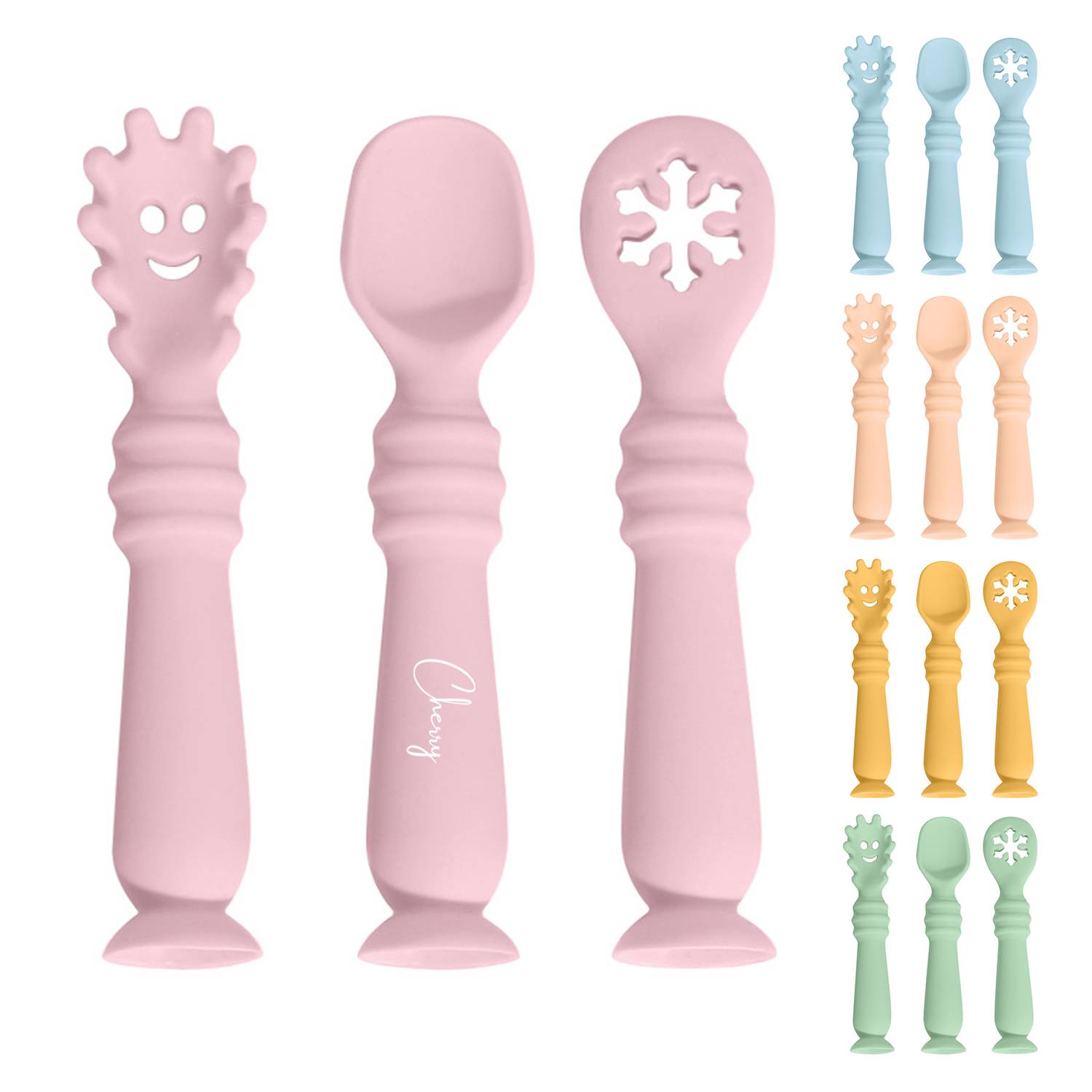 Children's silicone eating training spoon set