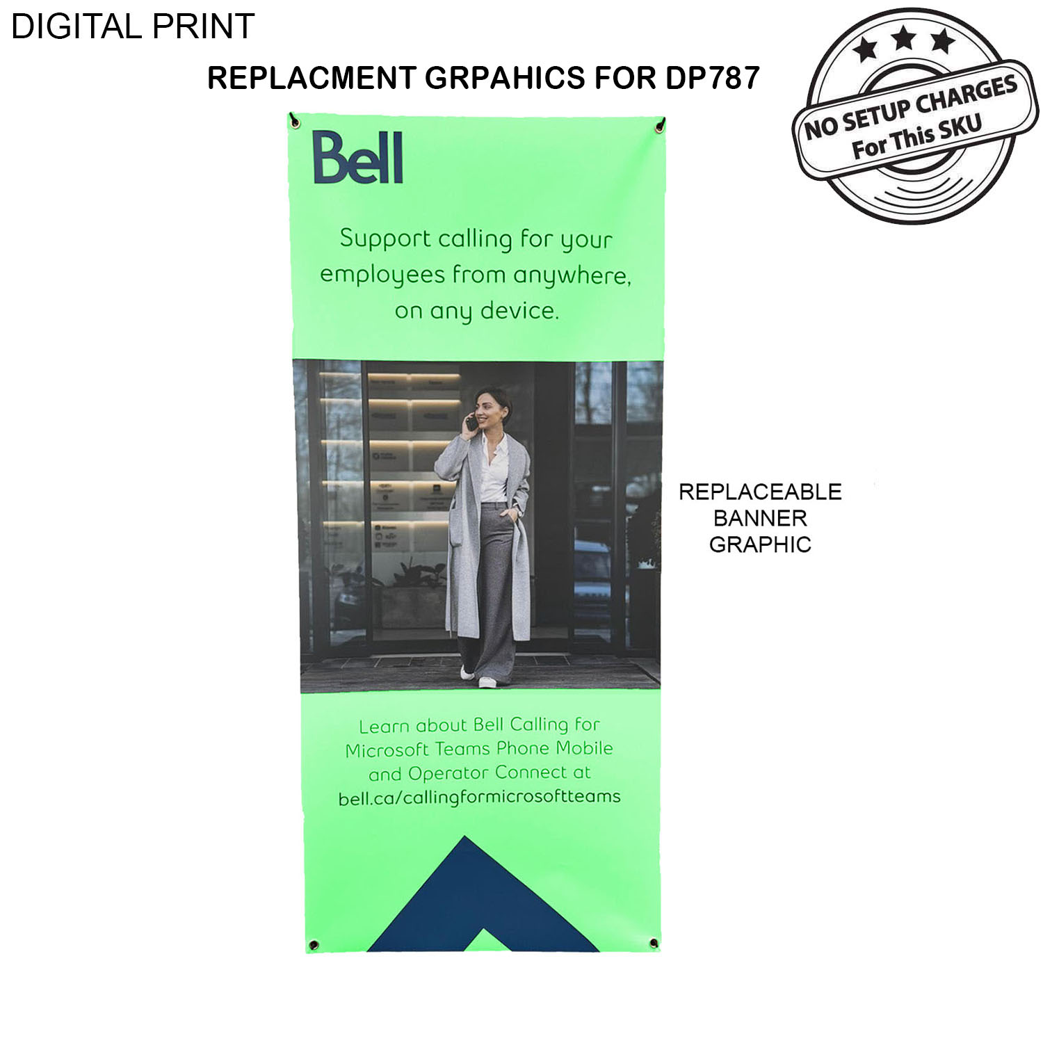 Replacement Graphics only, 32x72, for Tripod Banner DP787, Anti-Reflective, NO SETUP CHARGE