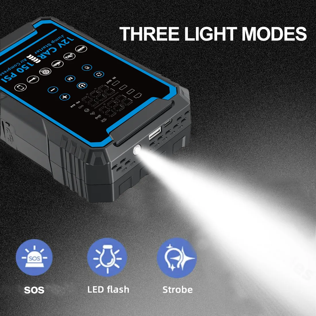 Popular 3000A Battery Jump Starter with Tire Inflator 6