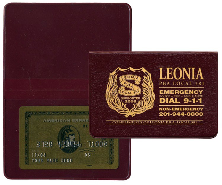 Executive Vinyl Fold Over Card Cases with Two Clear Pockets 4