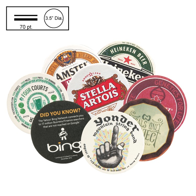 3.5" Circle Heavy Weight (125 pt) Pulpboard Coaster w/ 4 Color Process Printing (CMYK)