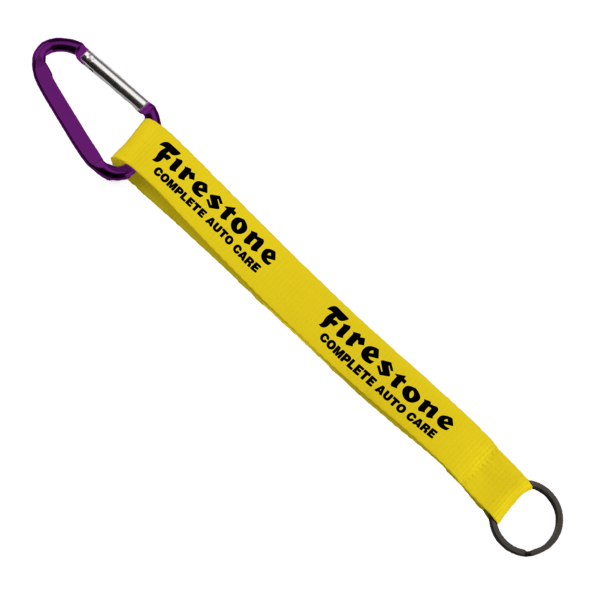3/4" Sewn Polyester Keychain with Metal Split-Ring and Carabiner 207