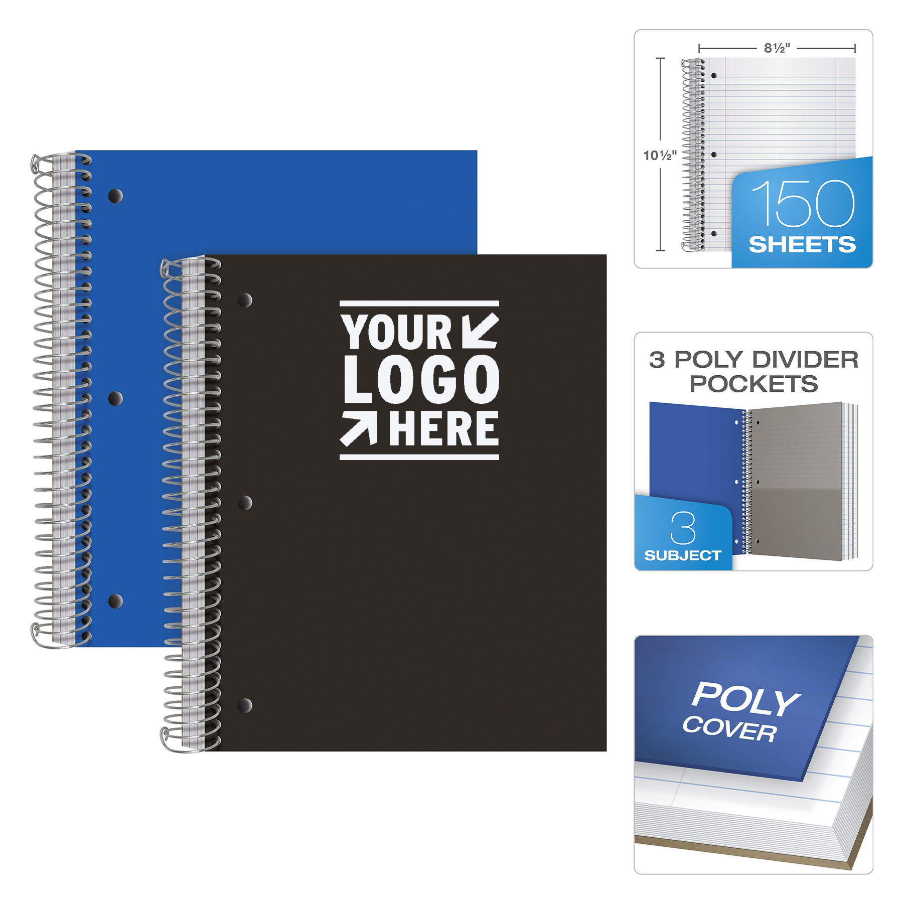 10.5" x 8.5" 150 Sheets Spiral Notebook