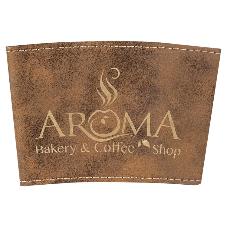 3" Rustic/Gold Leatherette Mug Sleeve 3