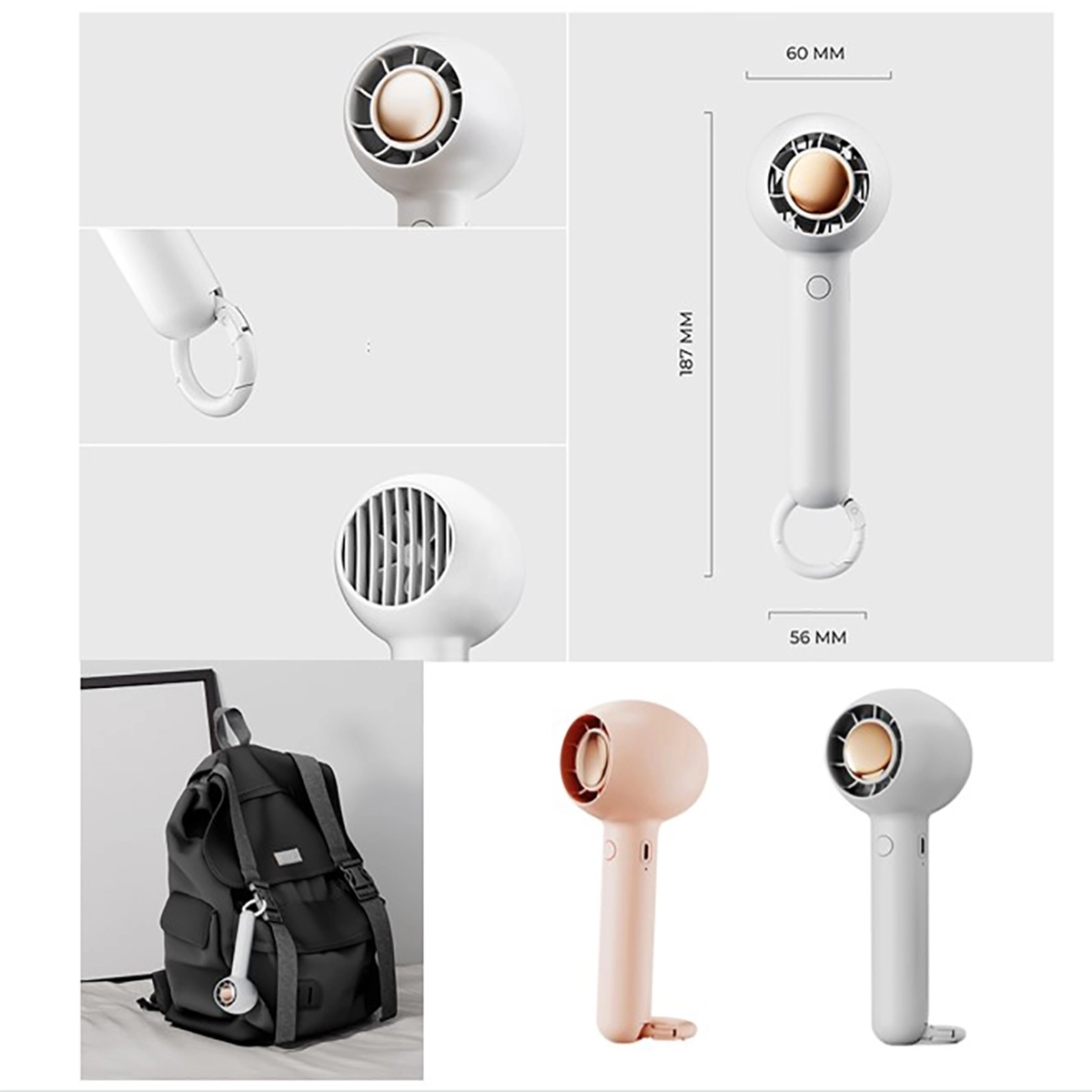 Mini Handheld Fan With Carabiner 3