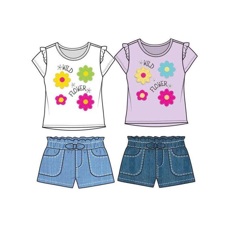 Girls' 2-Piece Denim Short Set - Assorted Sizes 4-6X 1