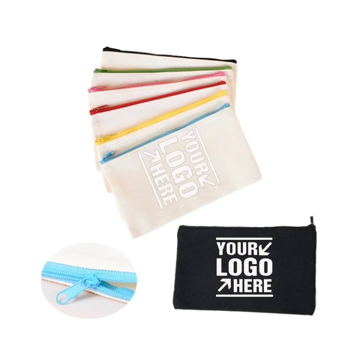 Premium Canvas Pen Case With Colorful Zipper 4