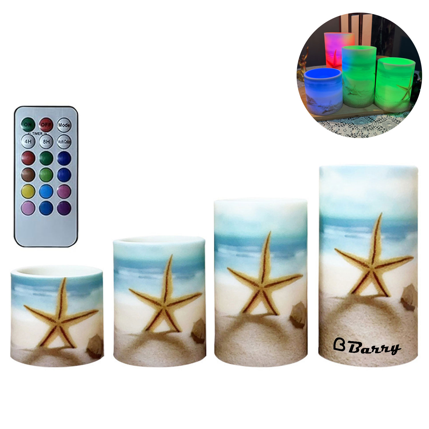 4PCS Remote Control Colorful LED Candle Lamp