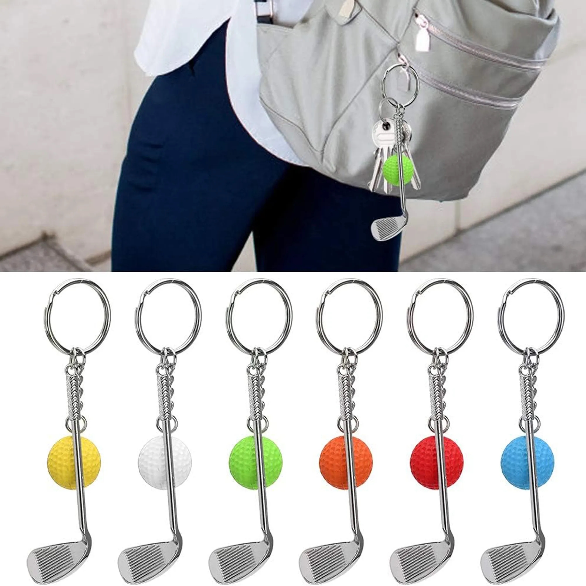 Mini Golf Ball Pole Pendant Keychain 6
