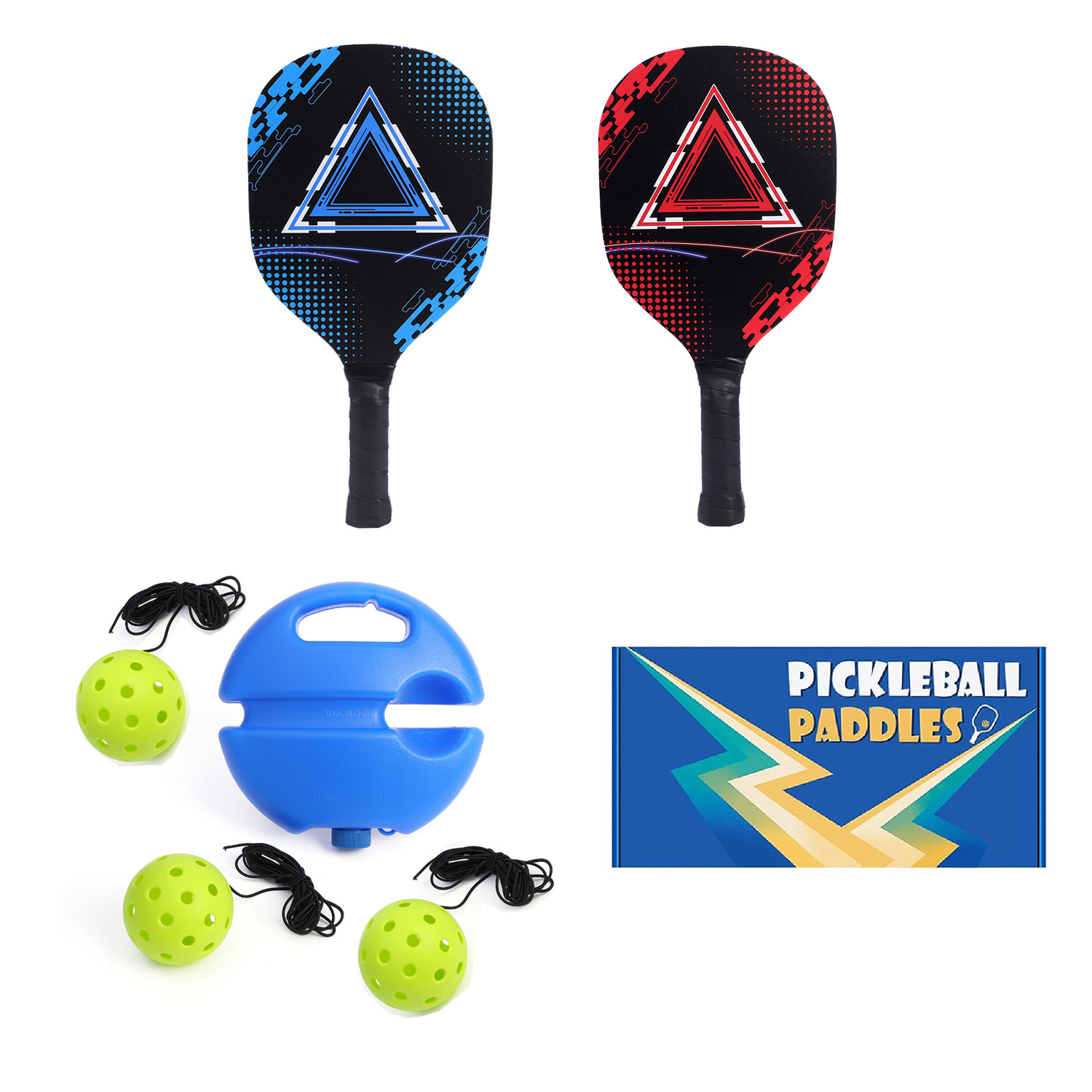 Wooden Pickleball Set w/ Rebound Trainer 5