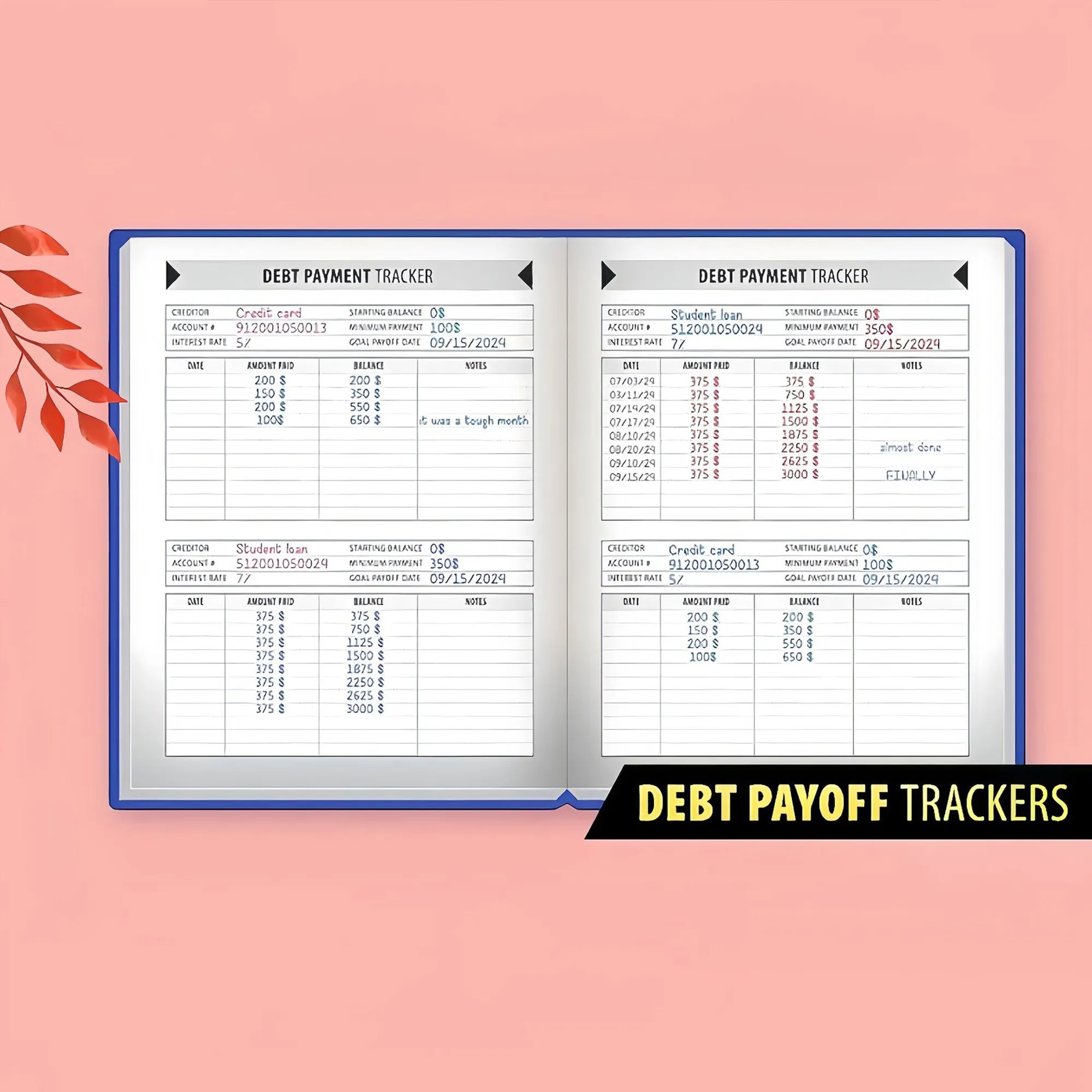 Bill payment management notebook 2