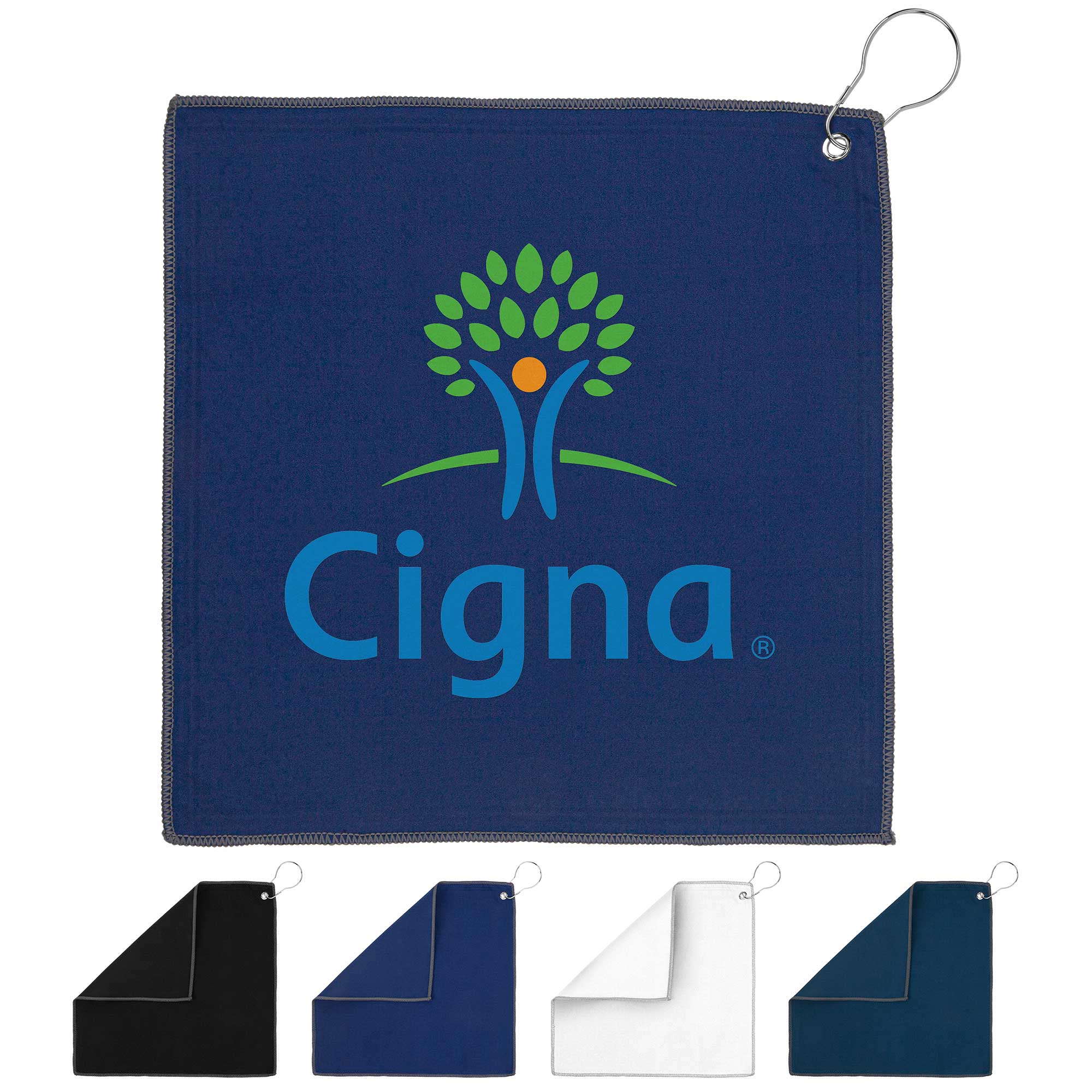 12x12 Recycled Golf Towel with Carabiner 1