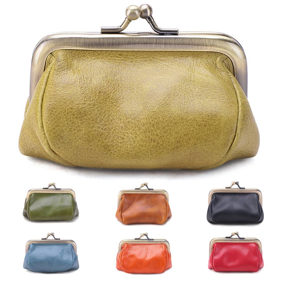Leather Kiss Lock Coin Purse Wallet 1