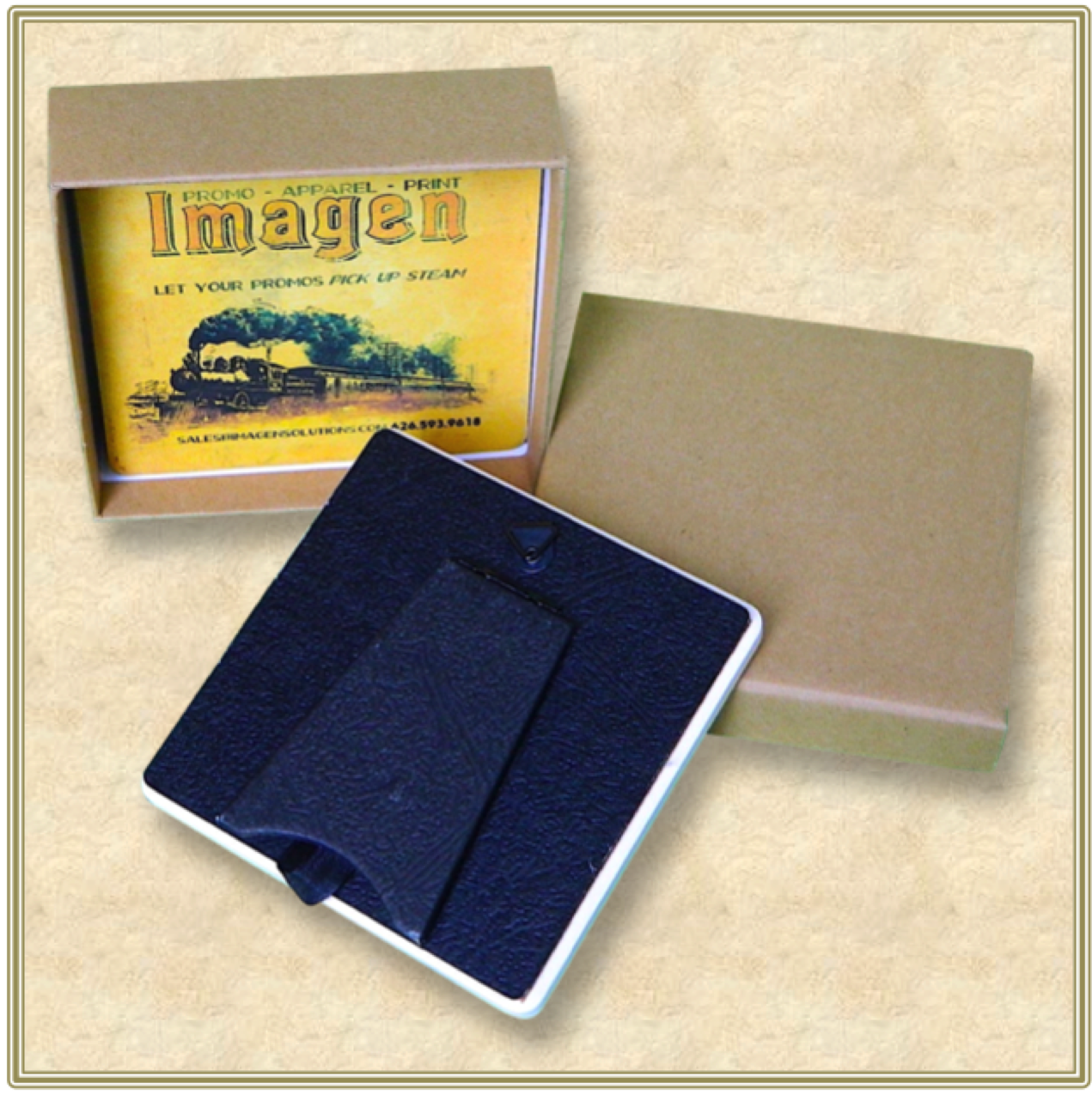 2 Custom Square Stone Coasters with Easel Backing - Basic Print 5
