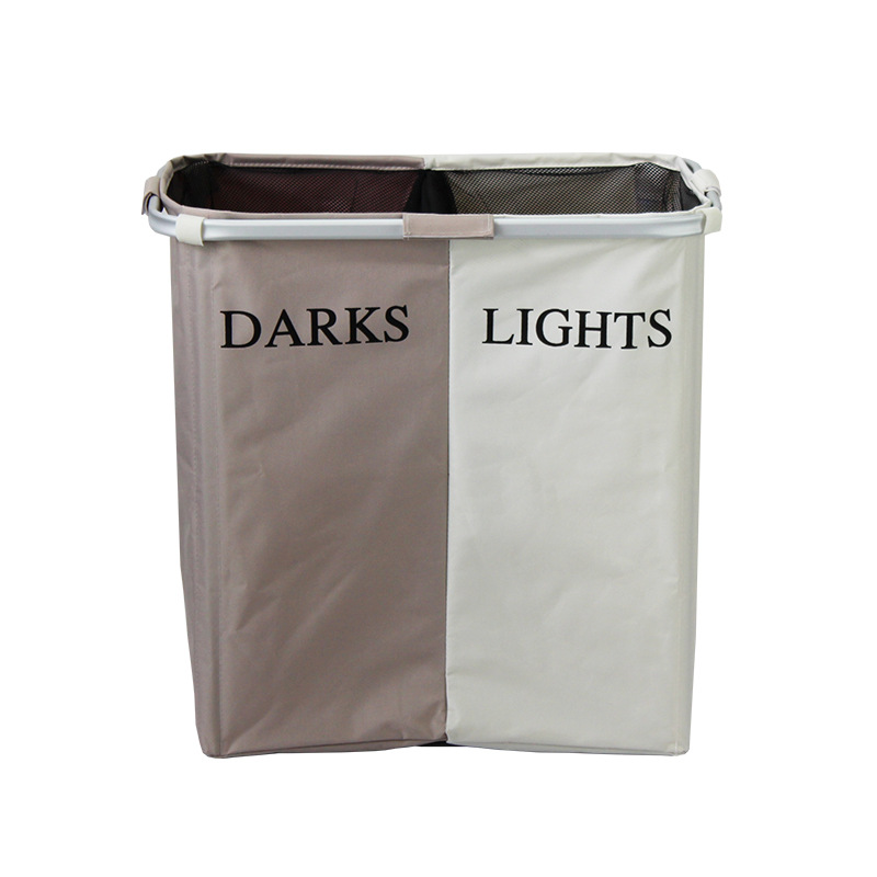 Collapsible Laundry Hamper Basket w/ 2 Sections 6
