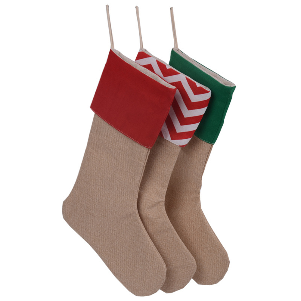 Linen Christmas Stocking Gift Bag 5