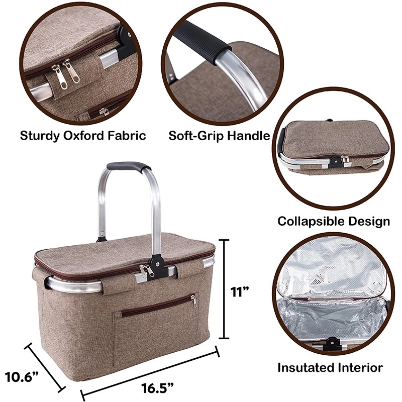 Outdoor Insulation Basket Oxford Cloth Folding Picnic Bag 3