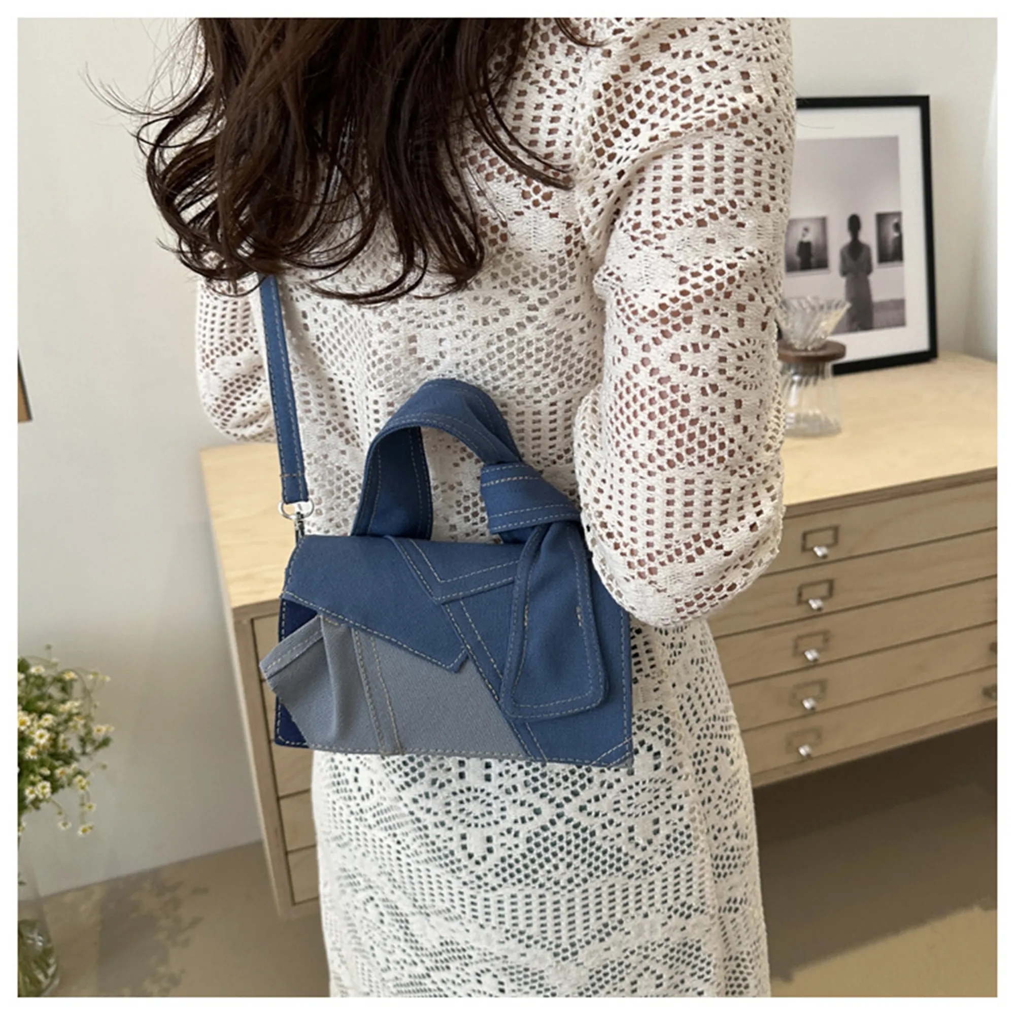 Denim Patchwork Crossbody Bag 3