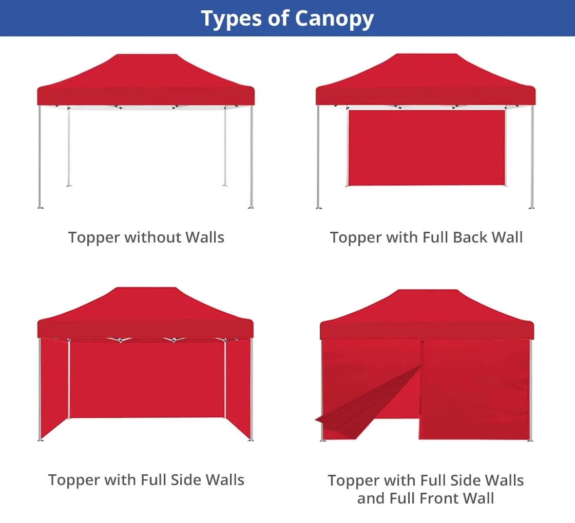 15 Ft Aluminum Canopy Tent with Full Back Wall, Single-Sided 7