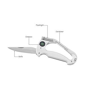 Carabiner Serrated Knife With Builtin Compass 10