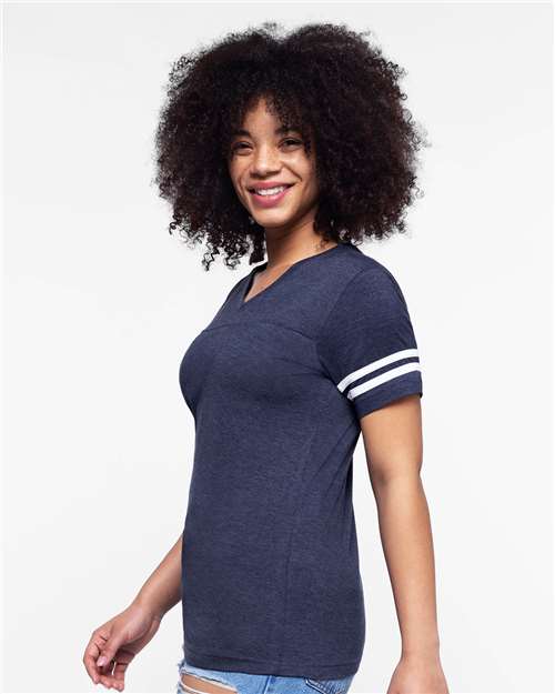 Women's Football V-Neck Fine Jersey Tee - 3537 54
