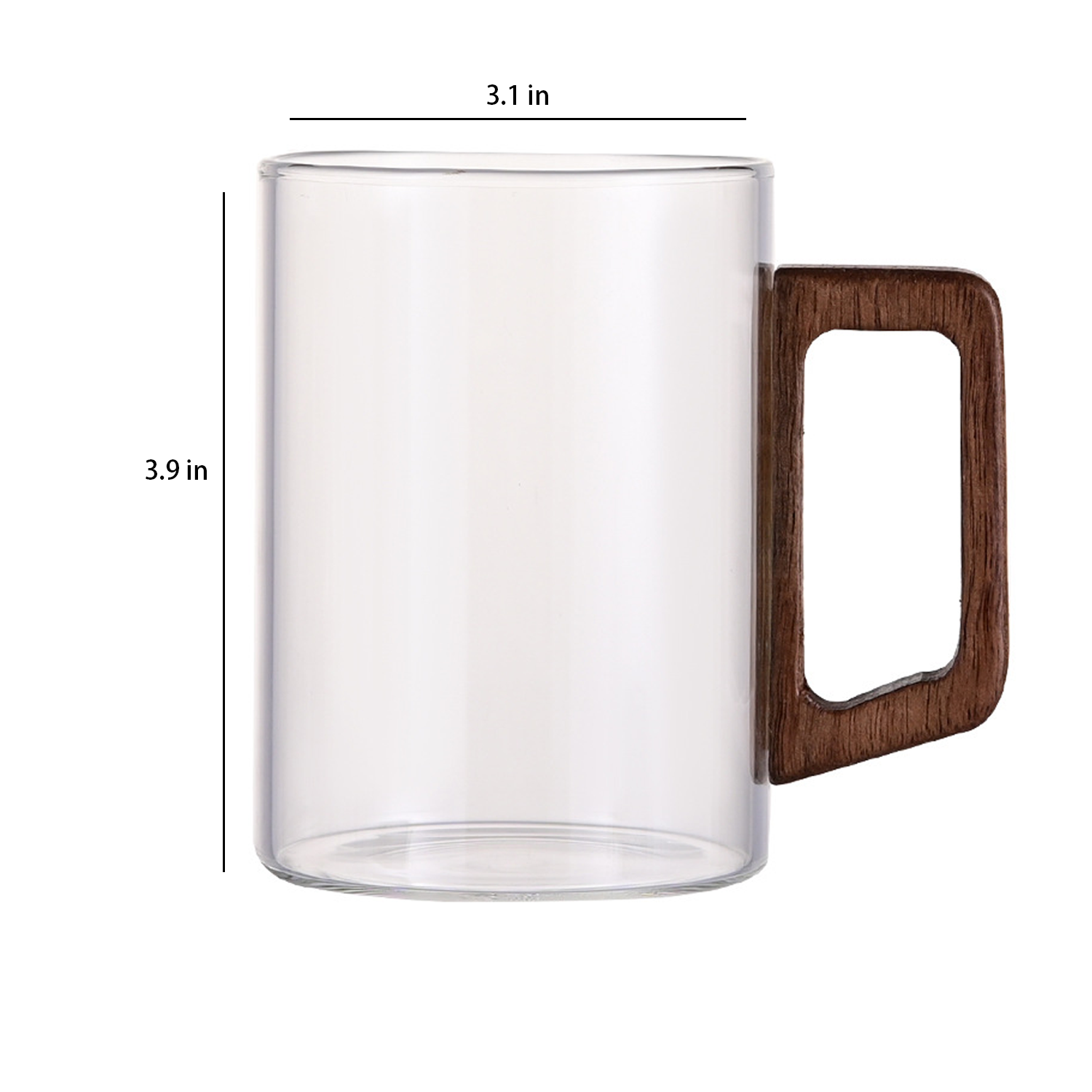 High end wooden handle 14 ounce large capacity thick coffee 8