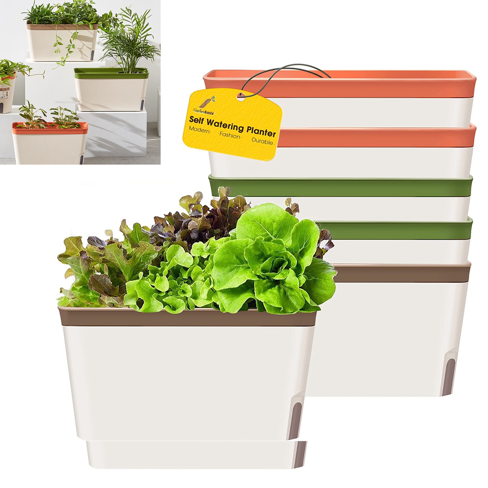 Rectangle Self Watering Planter Pots Window Box 2