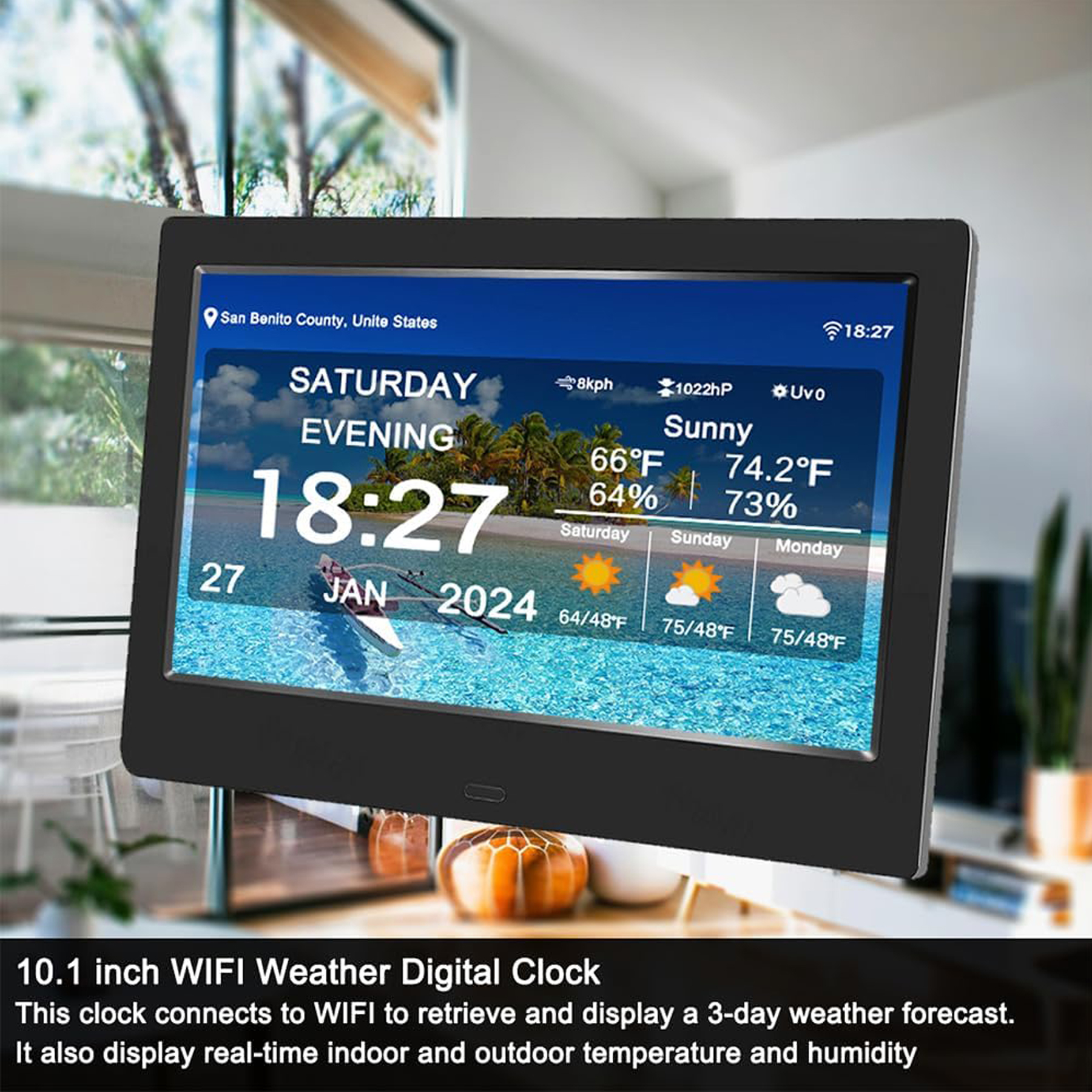 10.1" WiFi Digital Weather Clock with Calendar Display 2