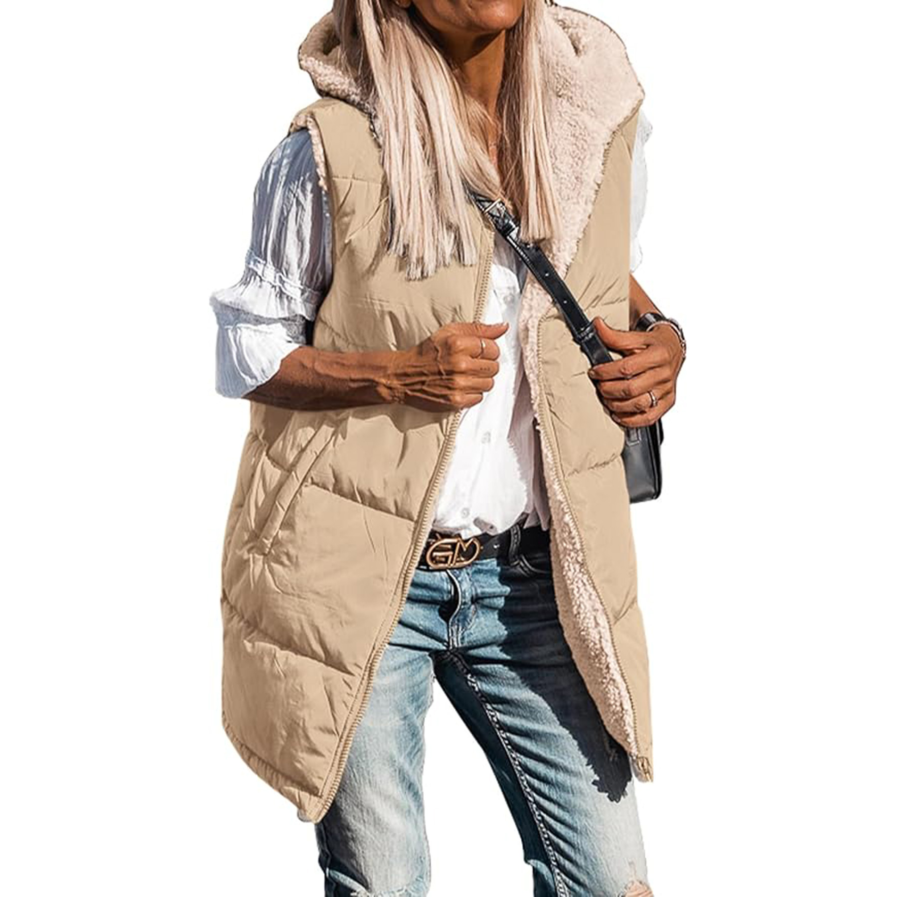 Winter Long Sleeveless Hooded Jacket 7