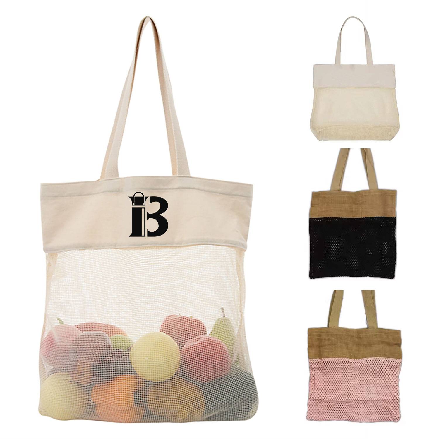 Cotton Mesh Tote Bag, custom tote bag with logo imprint 1