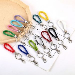 Rotated Ring Weaved PU Leather Keychain Key Organization 36