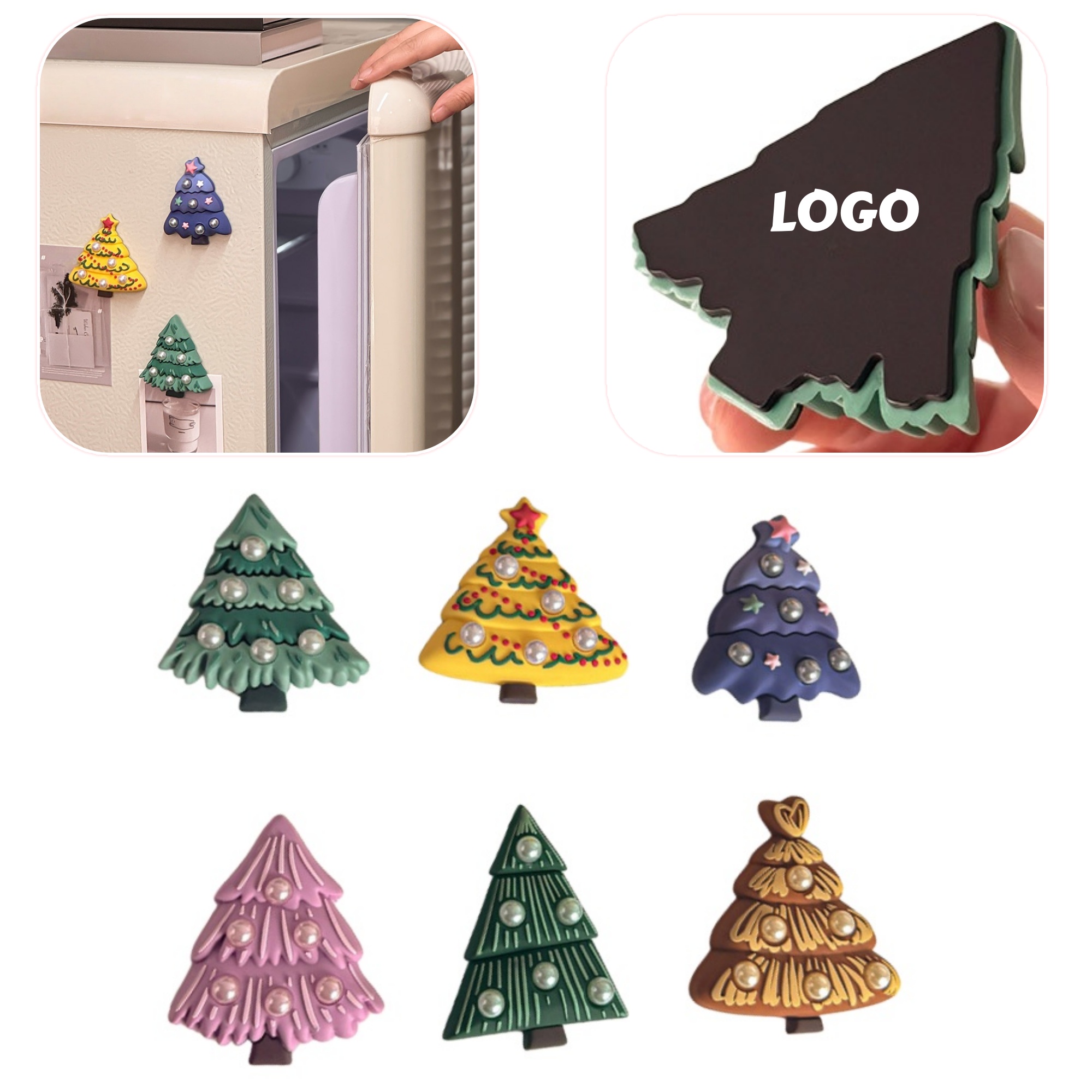 3pcs 3D Christmas Tree Fridge Magnet Holiday Decor
