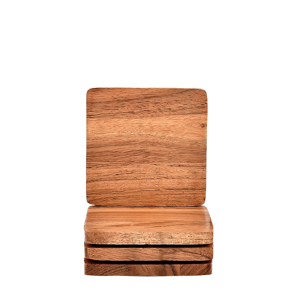 Acacia Wood Square Coaster Set