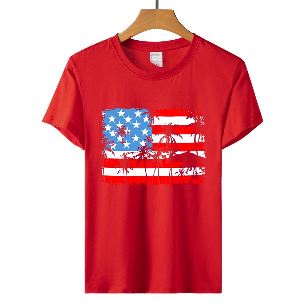 Women American Flag Graphic Short Sleeve Round Neck T-shirt 6