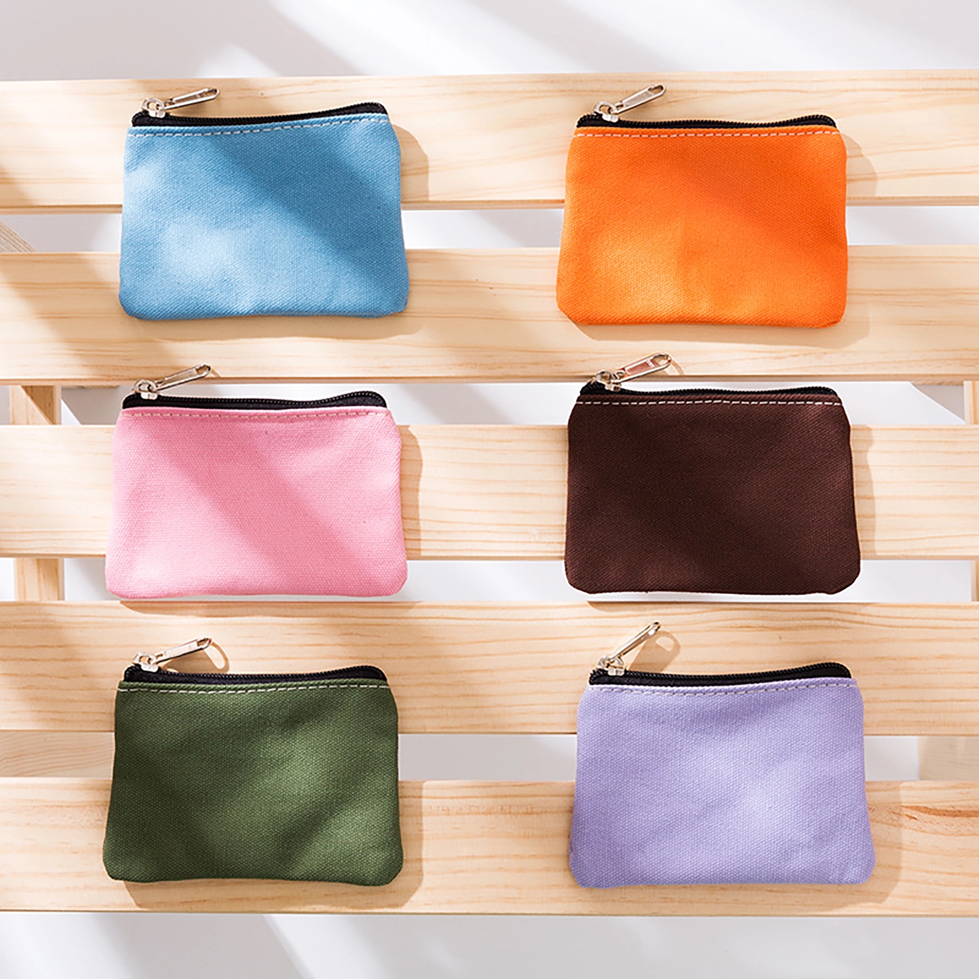 MOQ 50pcs Canvas Small Zipper Blank Coin Purses Pouches 27