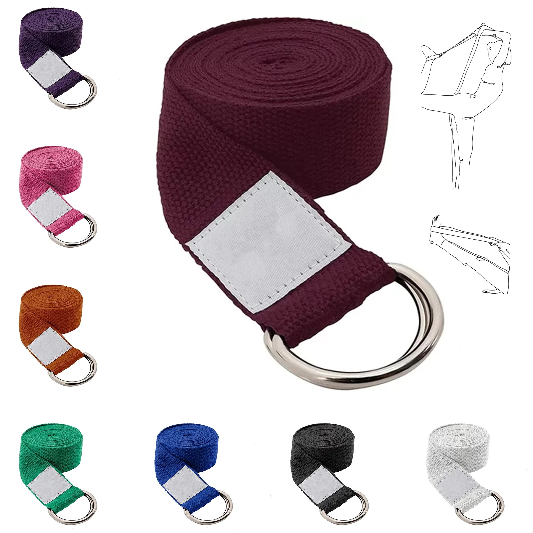 8ft Yoga Strap with D-Ring Buckle 1