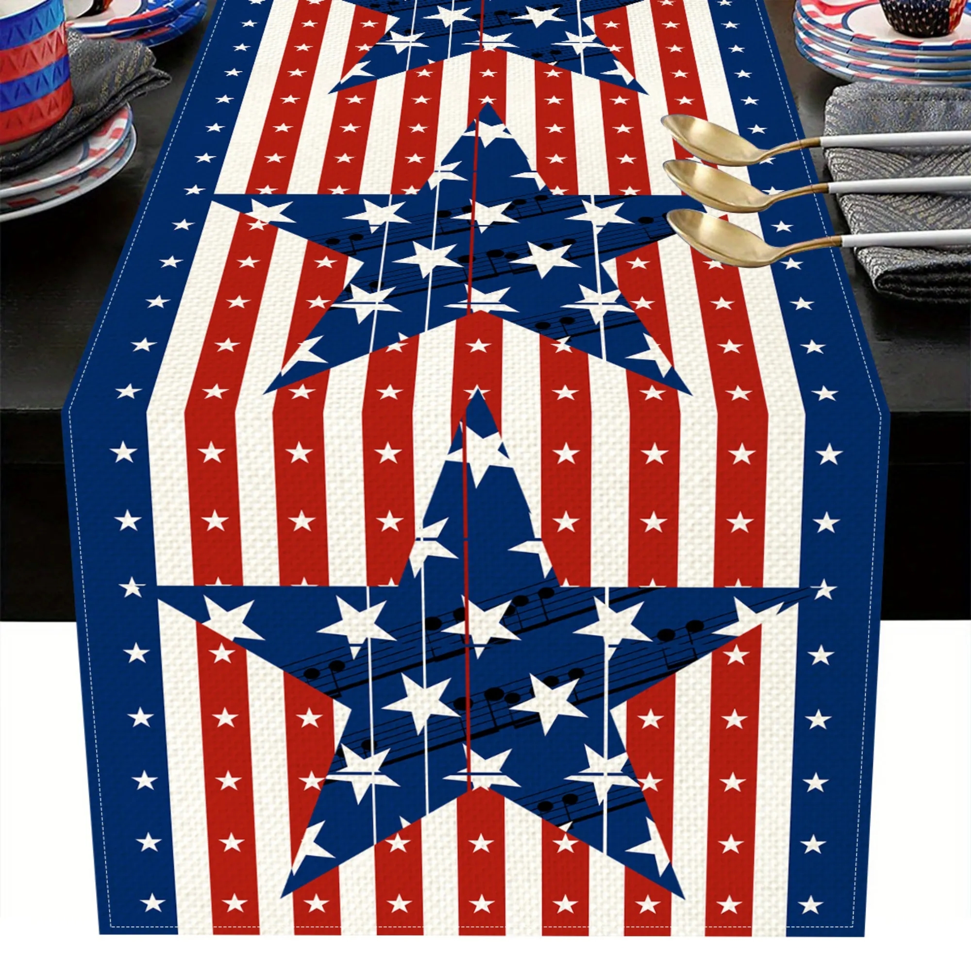 Patriotic Stars Stripes Table Runner 6