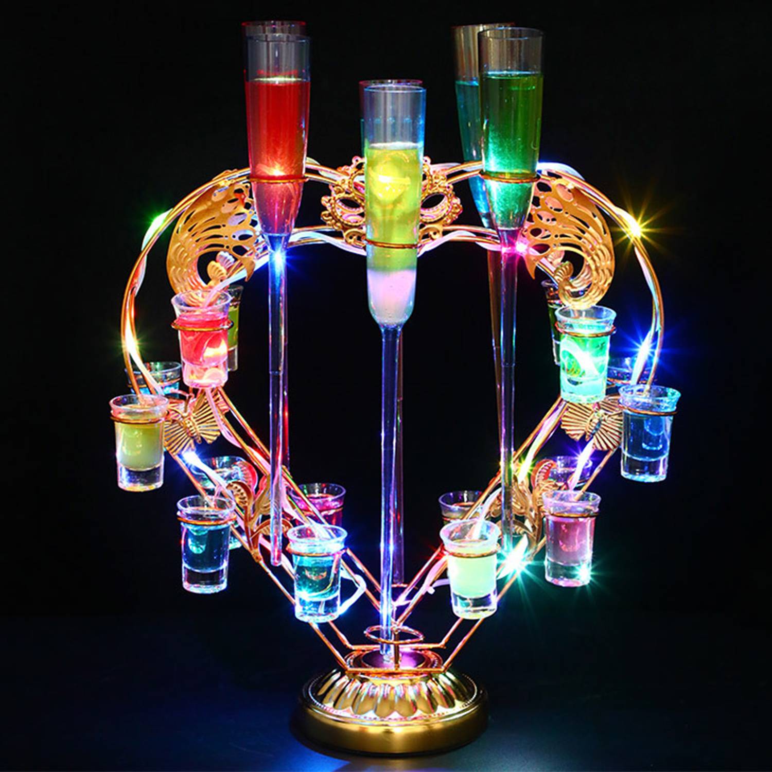 Heart Shaped Rechargeable Cocktail Shelve With Led Light 1