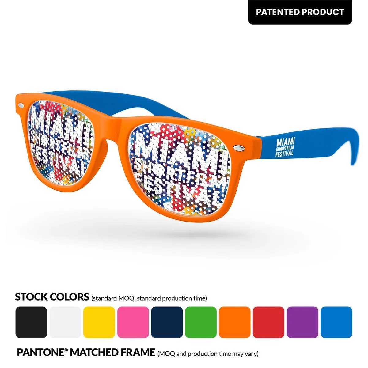 2-Tone Retro Pinhole Sunglasses W/ 1-Color Temple Imprint 3