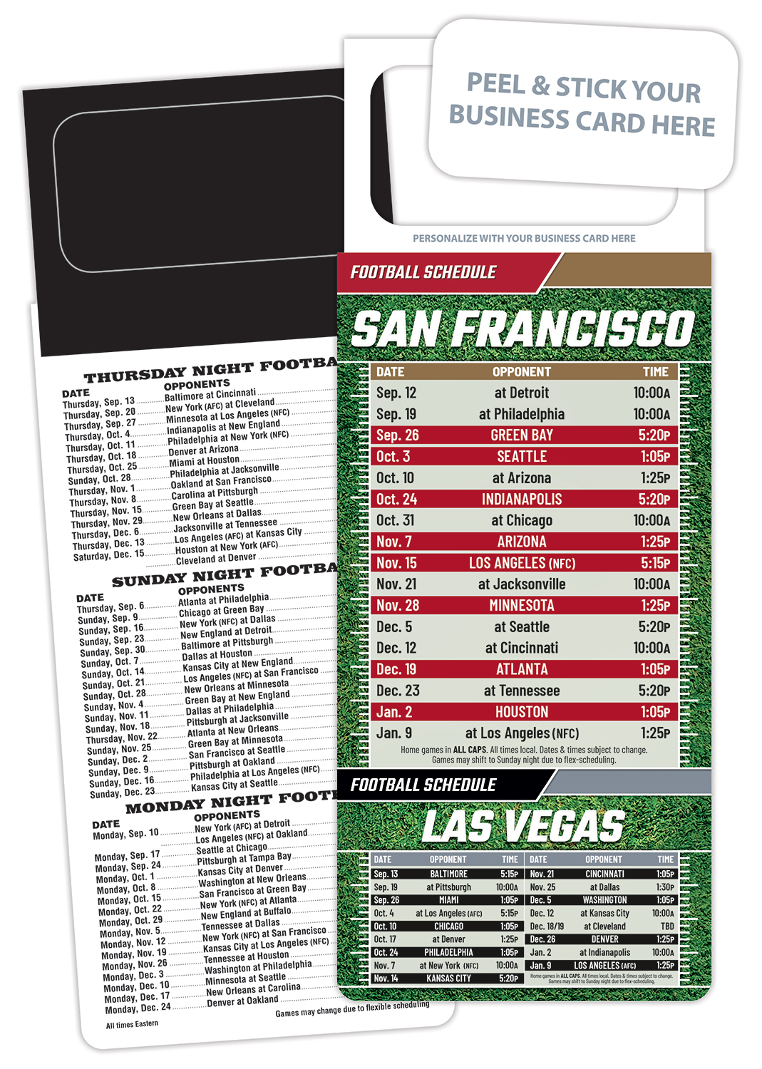 Pro Football Schedule Magnet - Peel and Stick Business Card (3.5x9) 1