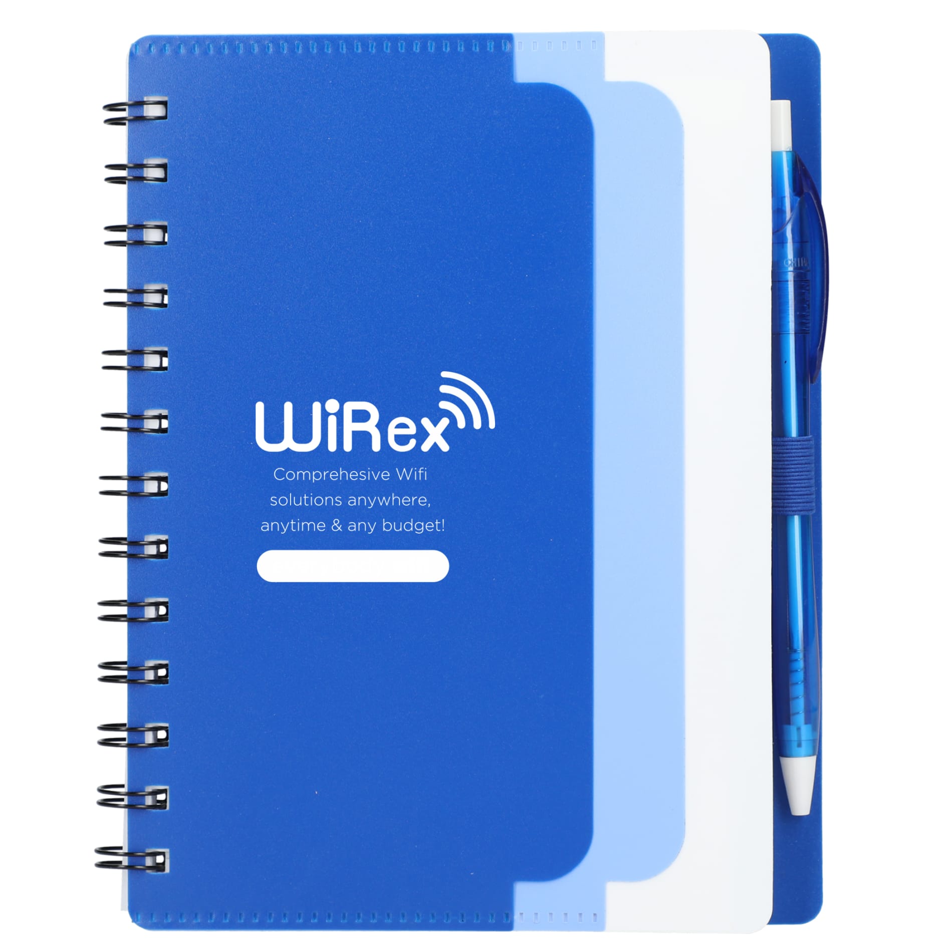 5" x 7" Recycled Dual Pocket Spiral Notebook w Pen 11