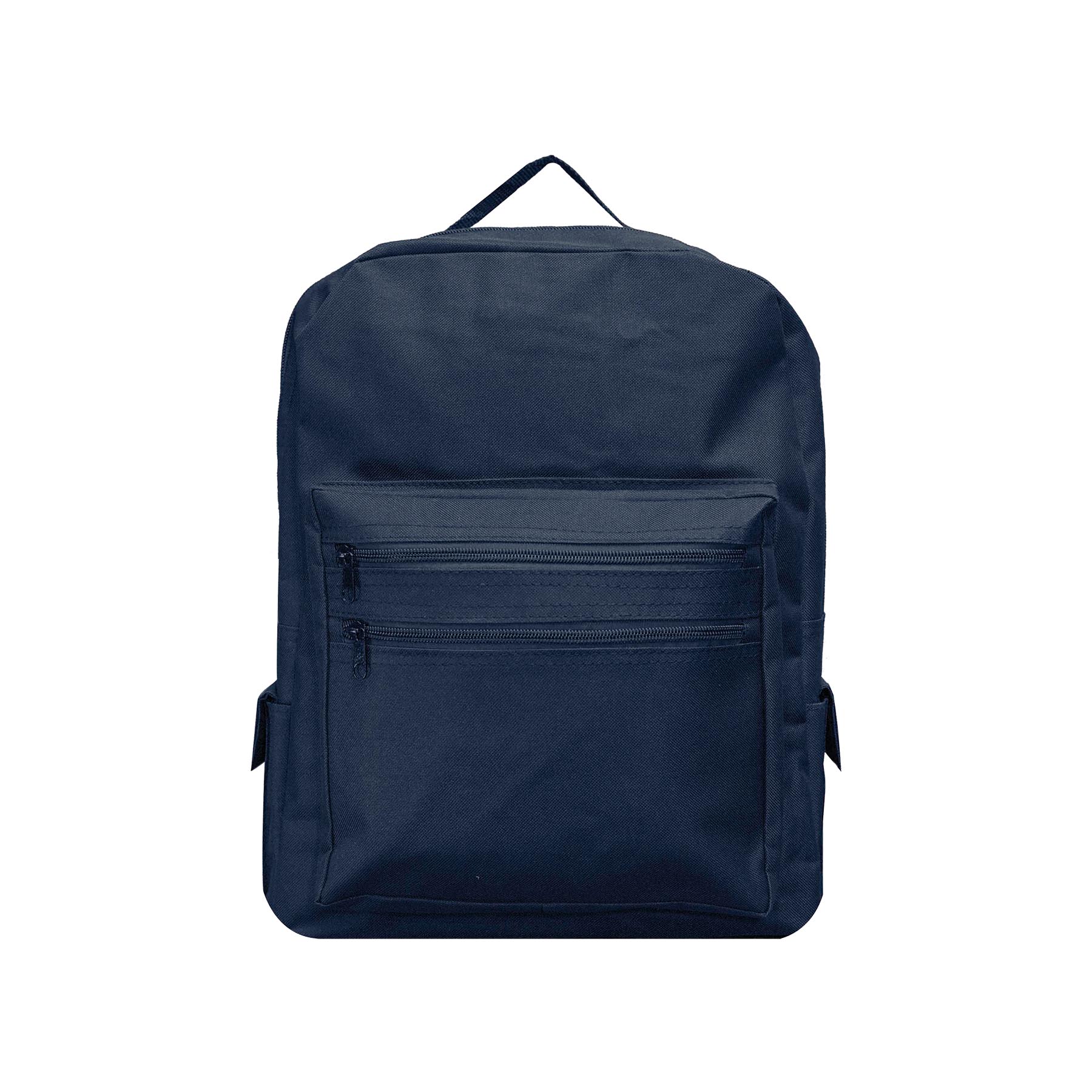 Backpack with large front compartment & 2 side pockets. 8