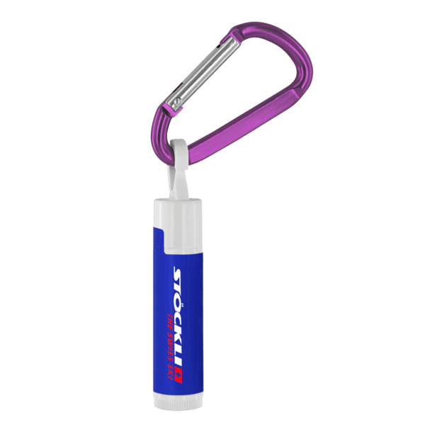 SPF 15 Lip Balm in White Tube with Hook Cap and Carabiner 1