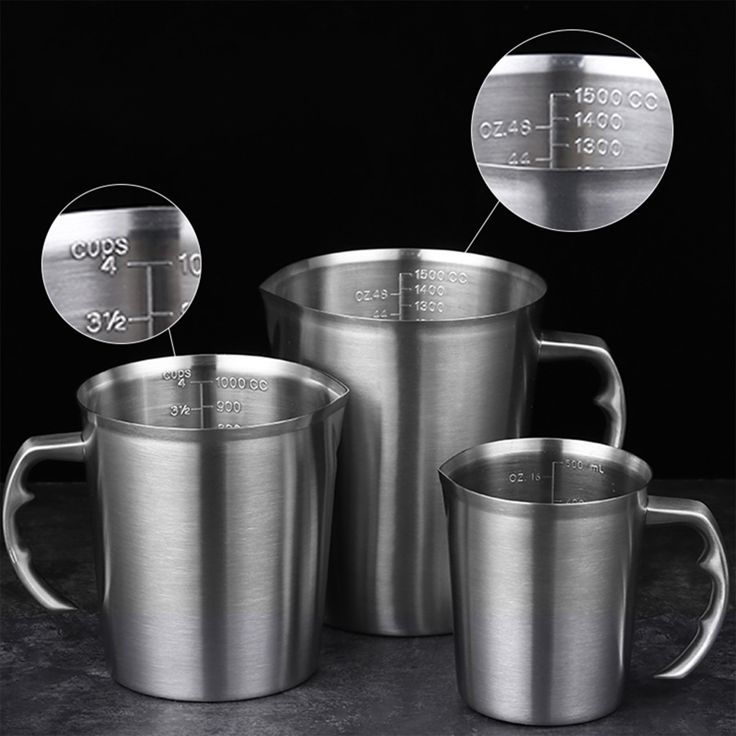 304 Thick Stainless Steel Measuring cup With Scale 2
