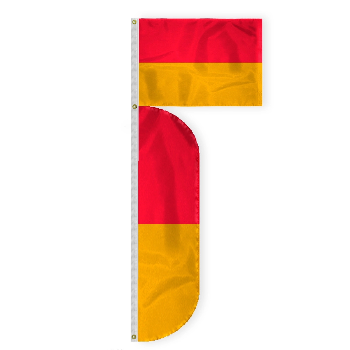 2.5'x3.3'+7.5'x1.65' Nylon Red & Yellow High Visibility Flag 1