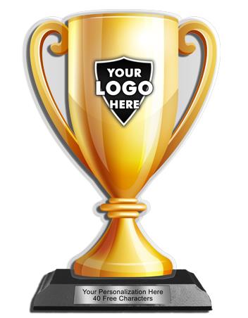 Acrylic Trophy: 6" Cup, CUSTOM Design, 3x5" Blac 2